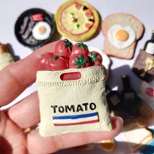 Thực phẩm mô phỏng 3D Yijia: Túi bánh mì, và sữa, chảo rán, bữa sáng, cà chua, nam châm tủ lạnh nhựa, STI từ tính - Product Image 2