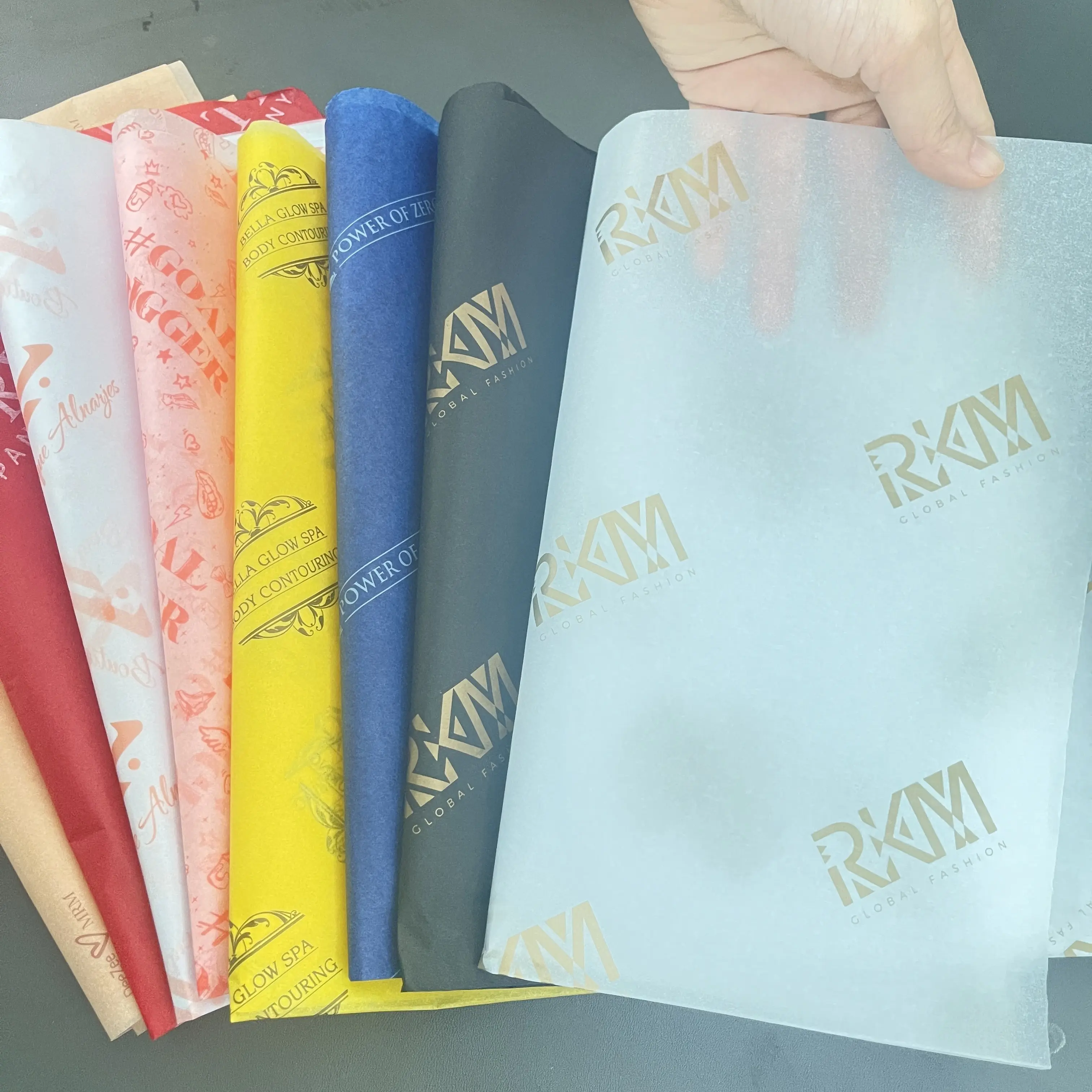 Carta da imballaggio in tessuto per imballaggio personalizzato il tuo logo guangzhou factory