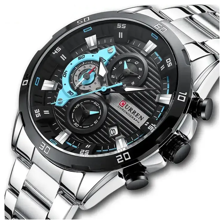 CURREN 8402 da uomo orologi al quarzo blu riloj nuovo modello di moda marchio di lusso in acciaio inossidabile cinturino da uomo orologio da polso