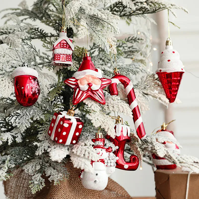 Decoraciones navideñas calientes para niños, combinación de pentagrama de Casa de muñeco de nieve, helado, colgante de árbol de Navidad