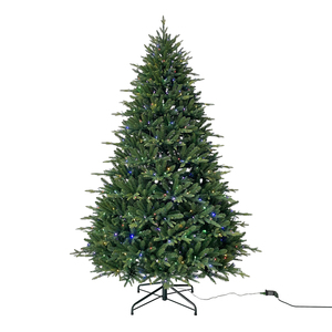 Süper değer noel ağacı önceden aydınlatılmış yapay PVC ve PE yeşil noel ağacı Dural LED 10 fonksiyonları 3ft 15ft - Product Image 1