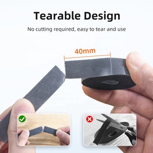 Eco-Friendly Self-Adhesive <strong>Cable</strong> Ties Pure Nylon Reusable <strong>Cable</strong> Wrap Durable Hook Loop Tapes Available Colorful - Product Image 2