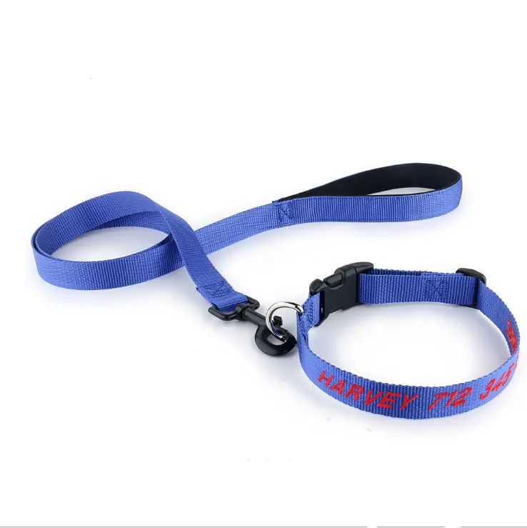Nylon Pet Dog Collar Leash Set Adjustable Classic Solid Basic Polyester Nylon Pet Set for Small Medium Large Dogs and Cats