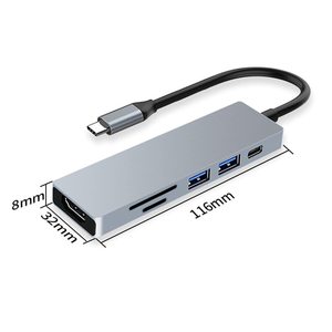 定制Usb C到以太网适配器4k到高清电视适配器闪电转换器PD充电6合1扩展坞Usb c - Product Image 6