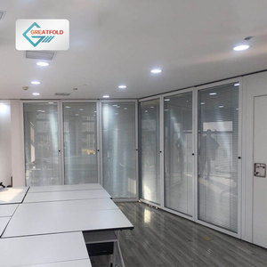 <strong>Modular</strong> Office Glass Wall Cubicle <strong>Partition</strong> Full Height <strong>Systems</strong> With Aluminium Alloy Wood Style Panel for Meeting Rooms - Product Image 2