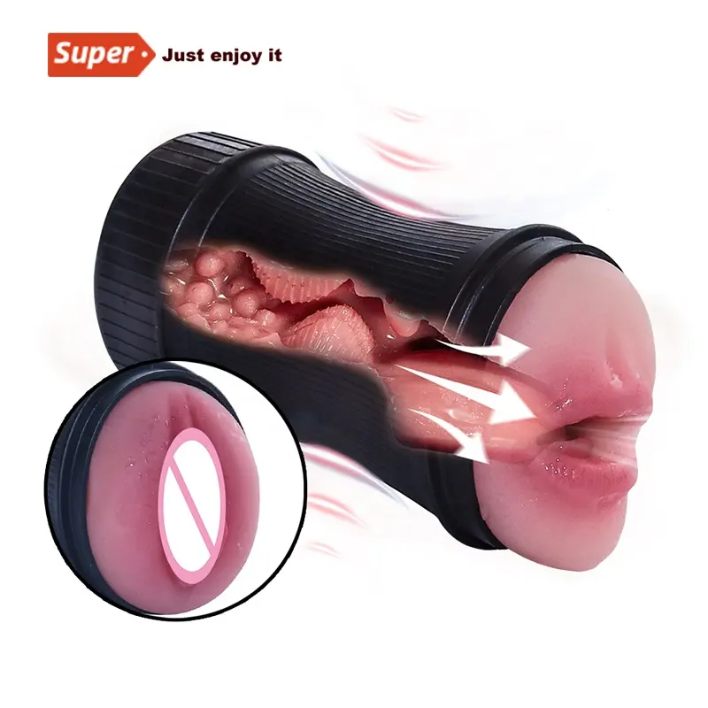 Brinquedo do sexo masculino Real Vagina Masturbação Buceta Boca Blow job Masturbador Dispositivo Adulto Endurance Exercício Produtos do sexo oral para o homem