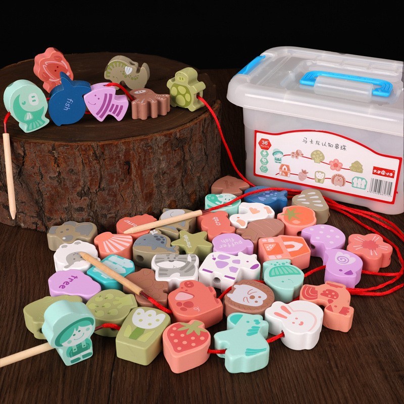Macaron cognitive beads 02 (farm + ocean) plastic box