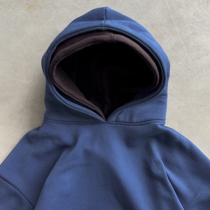 Alta Qualidade Sem String Duplo Com Capuz Boxy Hoodie Francês Terry 100% Algodão Plain Blank Heavyweight Duplo Com Capuz