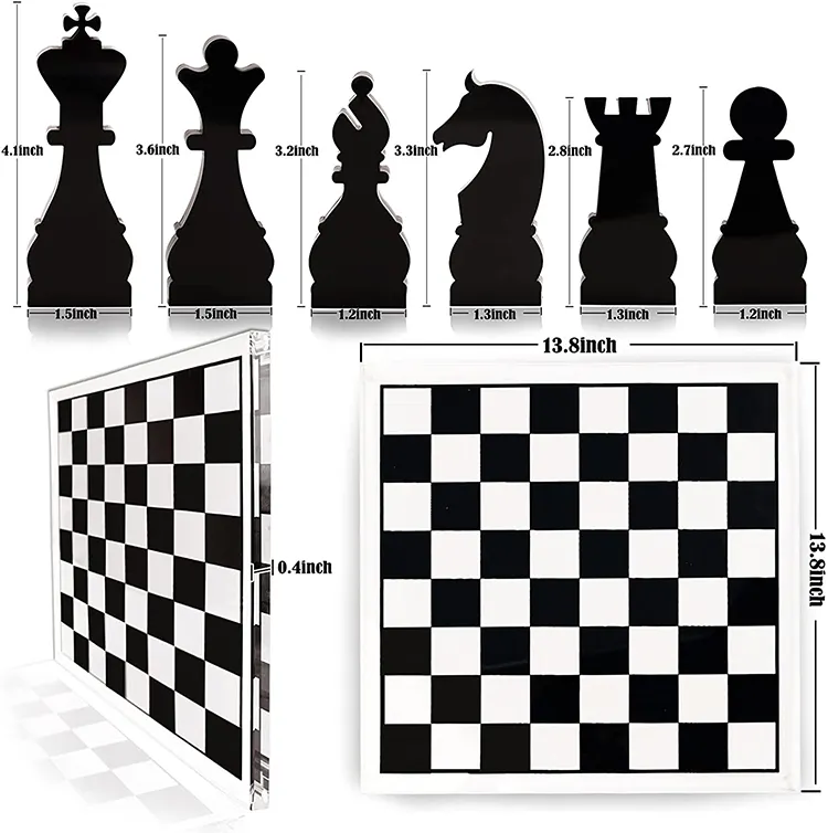 Juego de ajedrez de vidrio negro y transparente, piezas de vidrio sólido con fondo acolchado, juego básico para Club