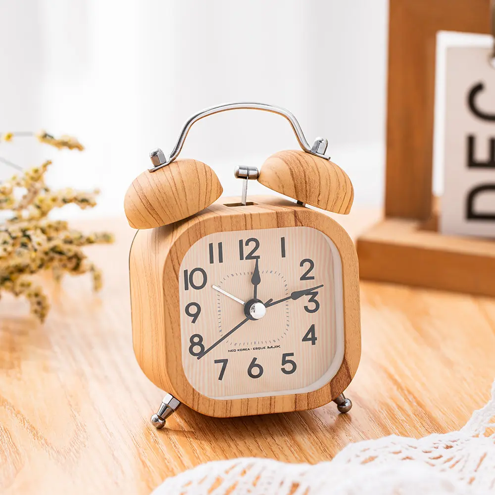Ornement d'alarme de couleur de grain de bois d'horloge numérique de décor à la maison mécanique