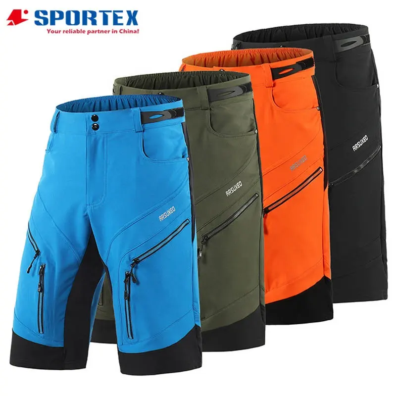 Calção elástica de poliéster para bicicleta, calções baggy em spandex com stretch para ciclismo na estrada, mountain bike e mtb, atacado