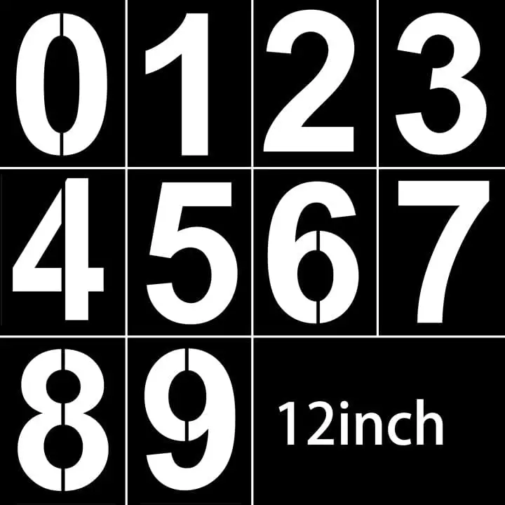 संख्या स्टेंसिल सेट 0-9 पता संख्या केक चित्रकला के लिए पुन: प्रयोज्य प्लास्टिक संख्या स्टेंसिल टेम्पलेट्स