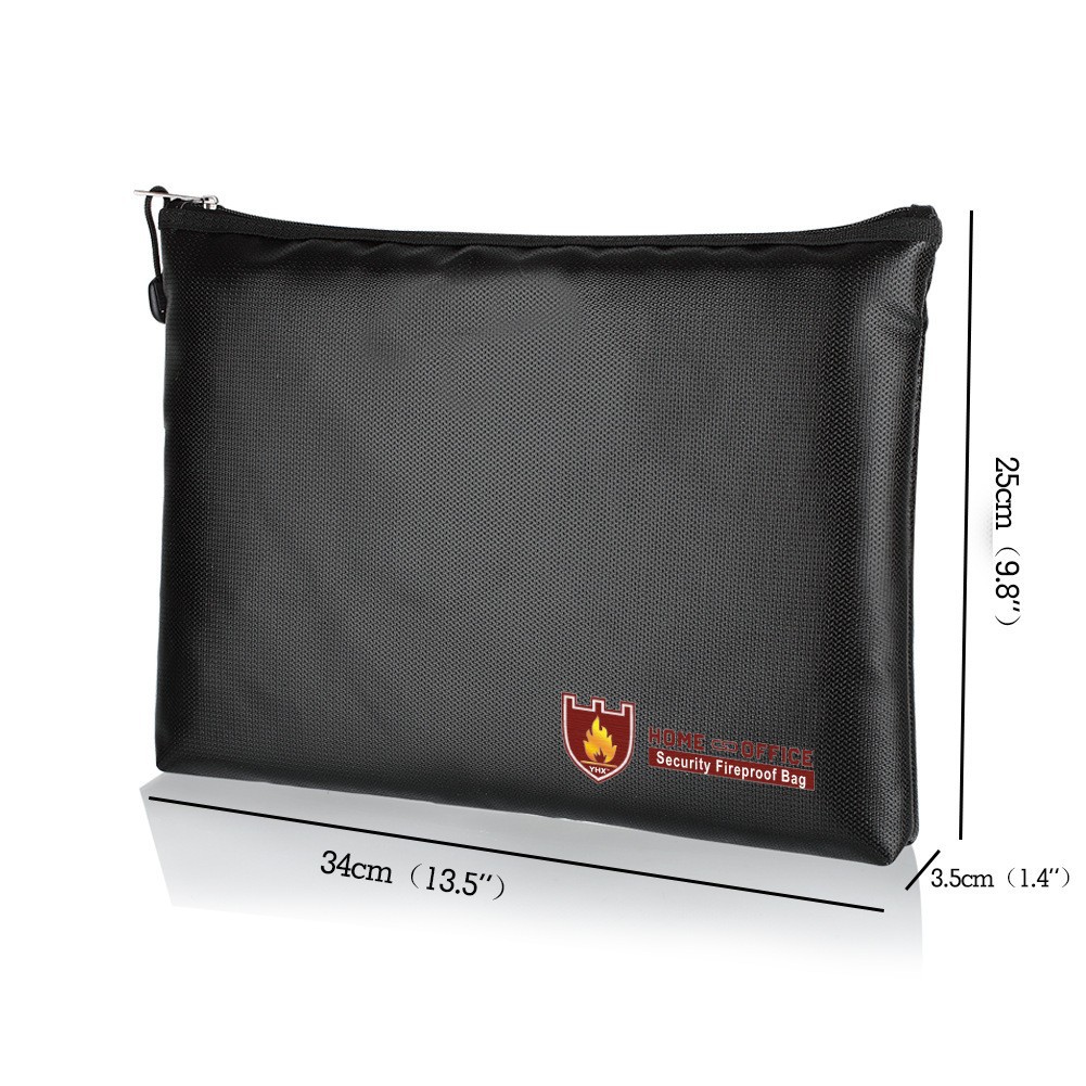 Grand sac à documents ignifuge noir (déverrouillé)