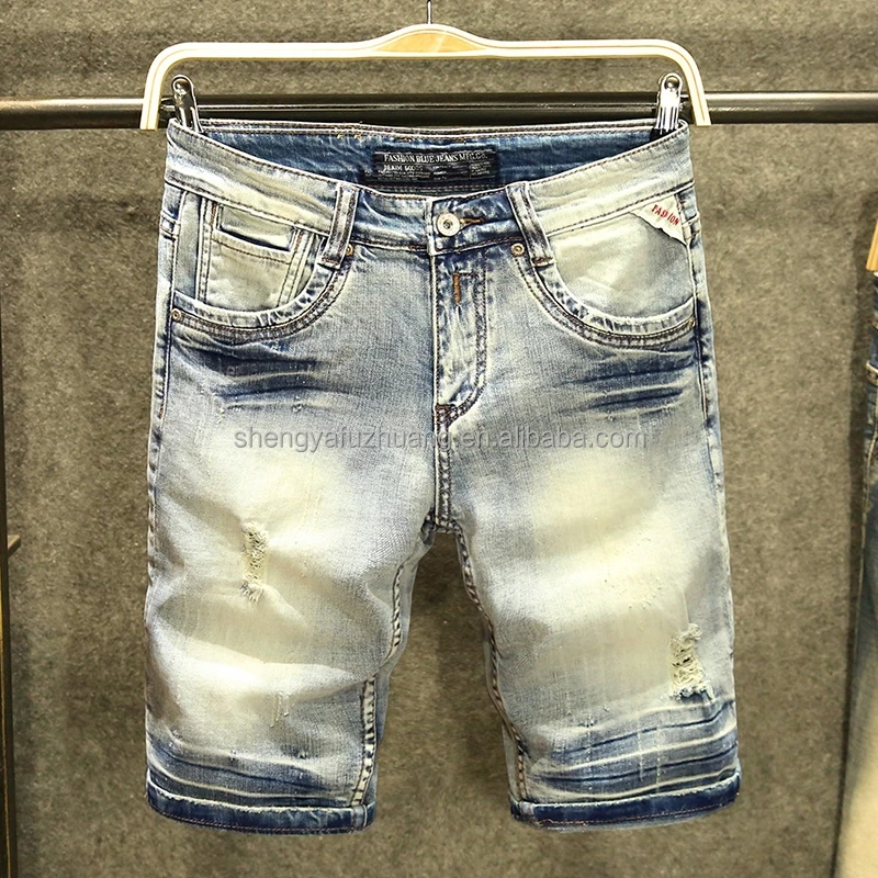 Summer new men's Denim Shorts men's jeans tight shorts