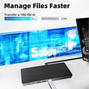 13 in 1 <strong>Adapter</strong> Powered <strong>USB</strong> <strong>3.1</strong> Keyboard Triple Monitor Laptop Docking Station <strong>Type</strong> <strong>C</strong> <strong>USB</strong> Hubs - Product Image 2