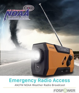 Fosfpower A1便携式无线电紧急天气无线电7400mWh电源组USB/太阳能/手摇充电NOAA/AM/FM频率SOS - Product Image 3