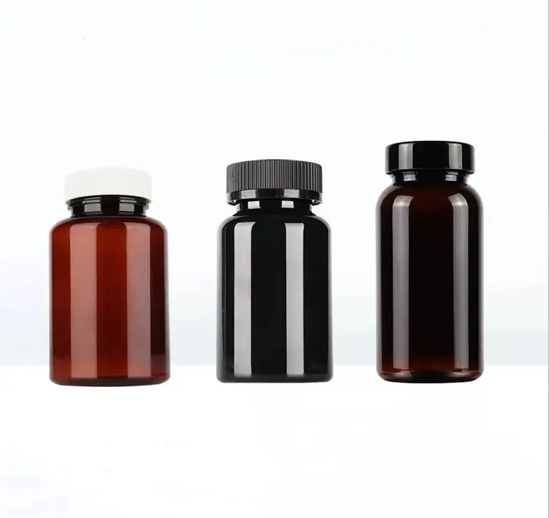 Groothandel Goedkope Black Amber Donker Amber Geneeskunde Flessen Pet 150Ml Lege Plastic Capsule Container Pil Fles Met Schroefdop