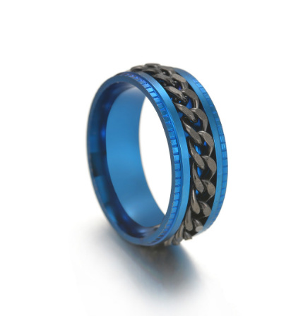 Anillo azul-cadena negra