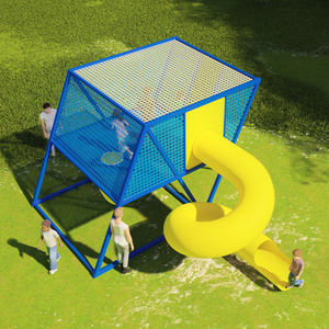 ตาข่ายถักโครเชต์สำหรับเด็กตาข่ายปีนเขาพร้อมสไลด์สำหรับสนามเด็กเล่นในร่ม - Product Image 4