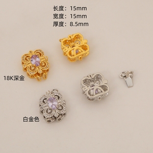 18k镀金黄铜壳葫芦扣锆石花形扣珍珠项链制作五角星扣 - Product Image 5