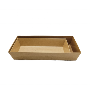 Kraft <strong>Paper</strong> Box Pastry Dessert Cake <strong>Rectangular</strong> Takeaway Sushi <strong>Tray</strong> with Clear Lid - Product Image 2