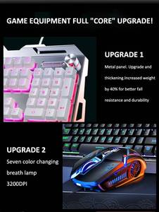 Teclado para juegos con cable de escritorio, combos de ratón para PC, caja de ordenador, escritorio con cable, teclado para juegos de 104 teclas