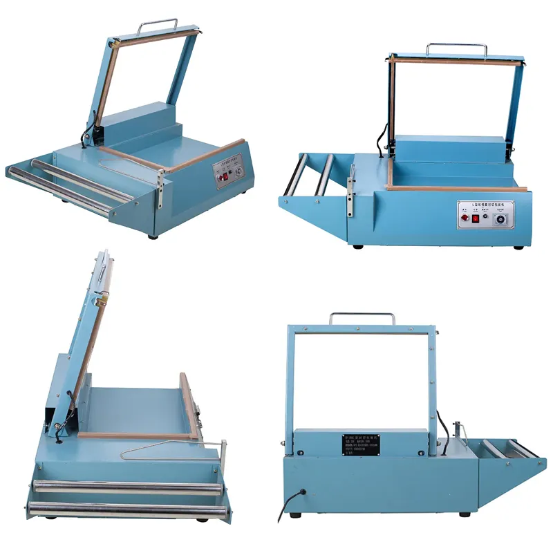 Manual LBar sealing and cutting machine connect with heat shrinkable packaging wrapping machine sealing and cut packing machine