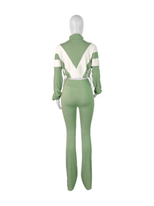 2025 New Arrivals Spring Female Zip up Jacket Color Block Patchwork <strong>Two</strong> Pieces Pants Sweatsuit <strong>Set</strong> Tracksuit Woman Jogger <strong>Set</strong> - Product Image 5