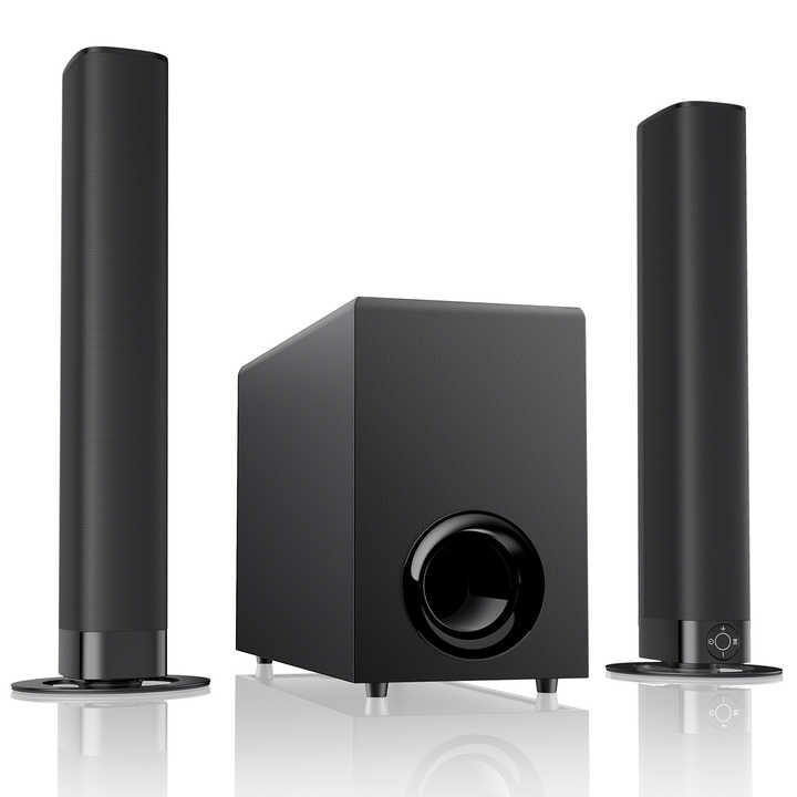 Multi-Room Audio Sound Bar System with Dual Subwoofers for Whole House