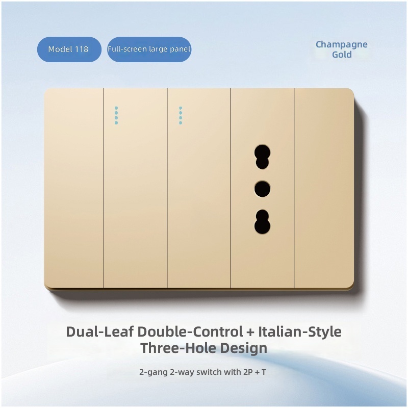 2 gang 2 way switch with 3P socket