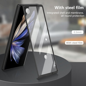 キックスタンドスクリーンプロテクターシェル付きクロームレトロデザインハードケース-Vivo X Fold2ケース用メンブレン統合保護ケース - Product Image 6
