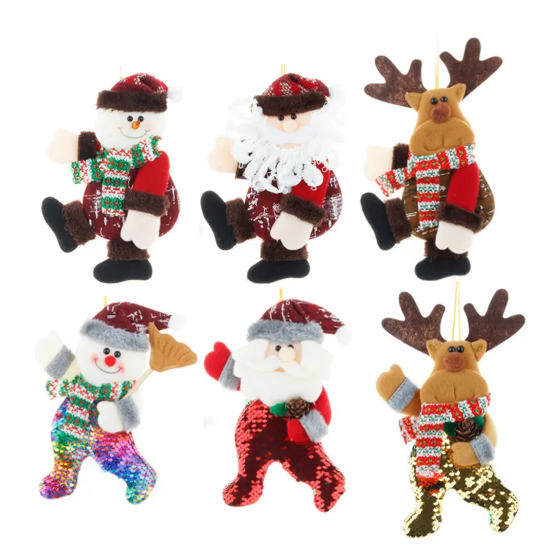 YH-209 Christmas tree accessories Christmas dancing santa snowman reindeer with bells for Xmas Tree small hanging gifts