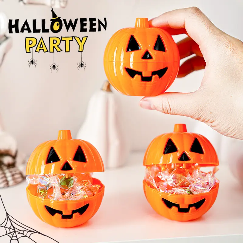 CIVI Hộp Đựng Bí Ngô Mini Halloween Hộp Đựng Kẹo Bí Ngô Trang Trí Tiệc Đạo Cụ Bằng Nhựa