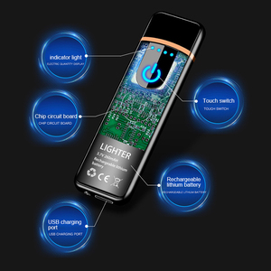 定制LOGO新款超薄<span class=keywords><strong>USB</strong></span>触摸屏电子小型电动打火机男士礼品