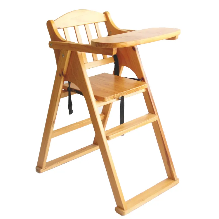 Cadeira alta de alimentação dobrável, cadeira alta para alimentação de bebês, restaurantes com cinto de assento, móveis de madeira para crianças
