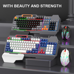Teclas de tres colores Teclado de membrana de 104 teclas Teclado con cable luminoso con reposamanos magnético ergonómico - Product Image 3