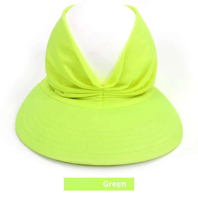 Womens Mùa Hè Đóng Gói UV Bảo Vệ Wide Brim Sun Visor Bãi Biển Mở Top Sun Visor Hat Big Brim Sun Chống Nắng Thể Thao Visor