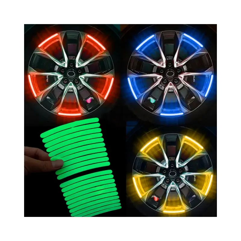 10pcs Universal Decoração Noite Reflective Roda Hub Segurança Aviso Stripe Adesivos Para Carros