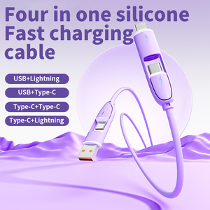 Durable Silicone Charge Cable Rich Colors Color Scheme <strong>2</strong> <strong>in</strong> <strong>1</strong> Design Plug High Quality Charging Cable for Multiple Devices - Product Image 5