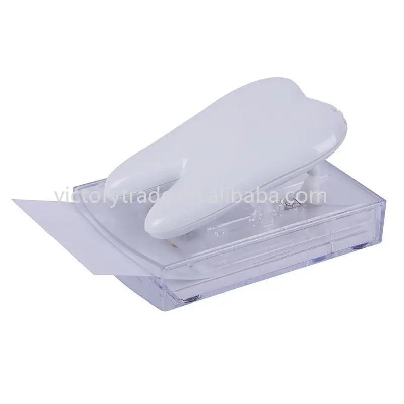 V-NB010 Promotion Plastic Tooth Shape Desktop Memo Pad Box With Paper Clip Holder