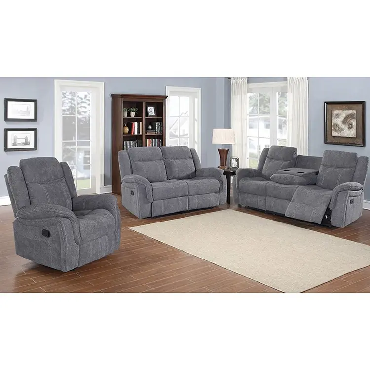 New Popular Gray Color Fabric Manual Recliner Chair Home Furniture Living Room Sofa