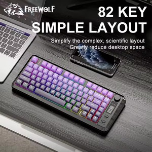 FREEWOLF M75 Gaming Wireless BT Keyboard Modo dual con perillas de pantalla PBT Gradient Keycaps 82 teclas para Win/Mac - Product Image 4