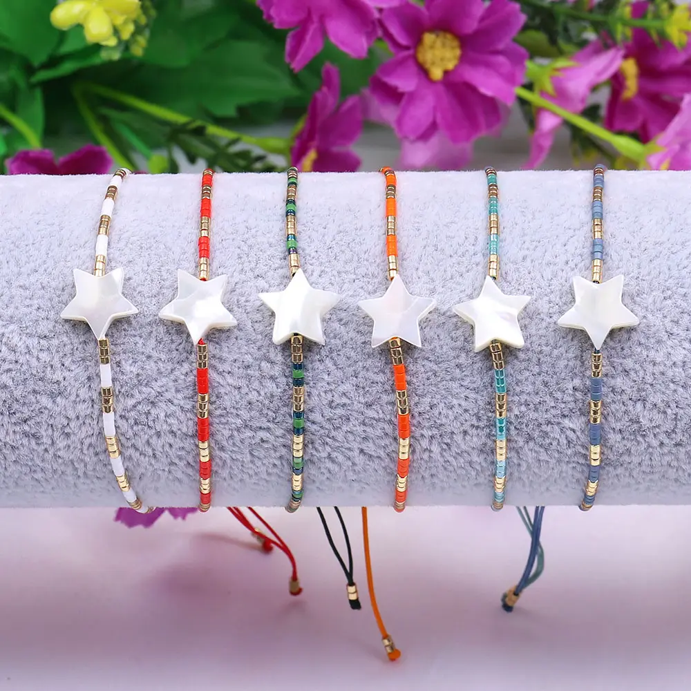 Hecho a mano DIY moda diseño de moda Shell perla forma de estrella Delica Miyuki Fabricación de cuentas pulsera ajustable 2023 Pulseras
