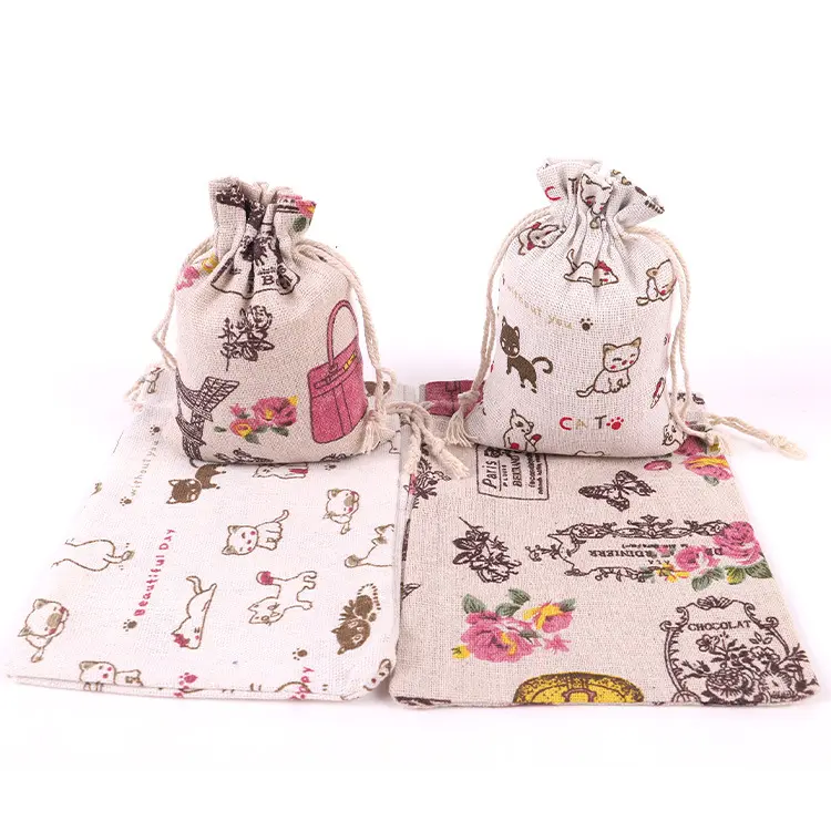 Sac en toile et coton à double ficelle pour bougies, avec cordon de serrage, à fond rond, cadeau écologique avec logo personnalisé