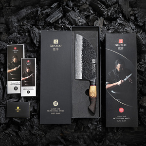 Razor Sharp Damascus Steel Bone Chopper Cuchillo Roble blanco Mango de madera quemada - Product Image 5