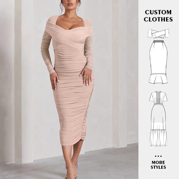 Bodycon formal feminino, vestido longo elegante para mulheres, roupa branca com bandagem, ideal para noite, vestido formal de inverno 2024