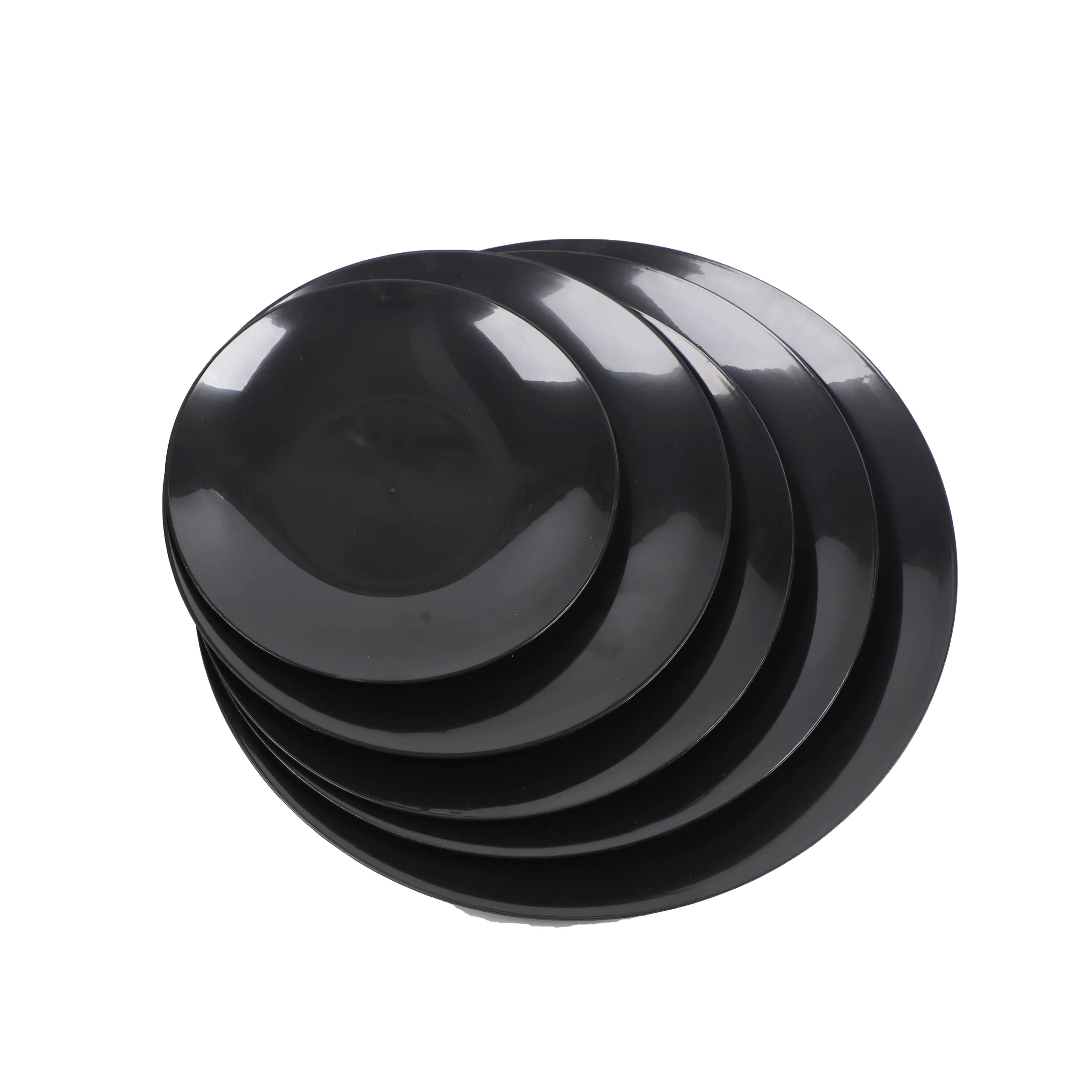 Plato de plástico moderno negro plato redondo de plástico desechable vajilla de plástico