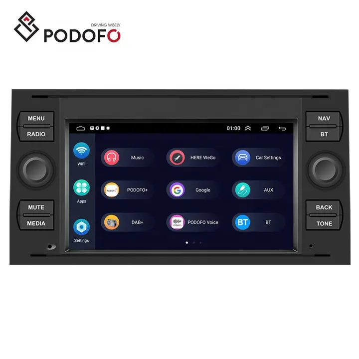 Podofo 7 Inch Android Car Radio Wireless Carplay Android Auto GPS WIFI BT FM EQ Touch Screen Car Stereo For Ford Transit