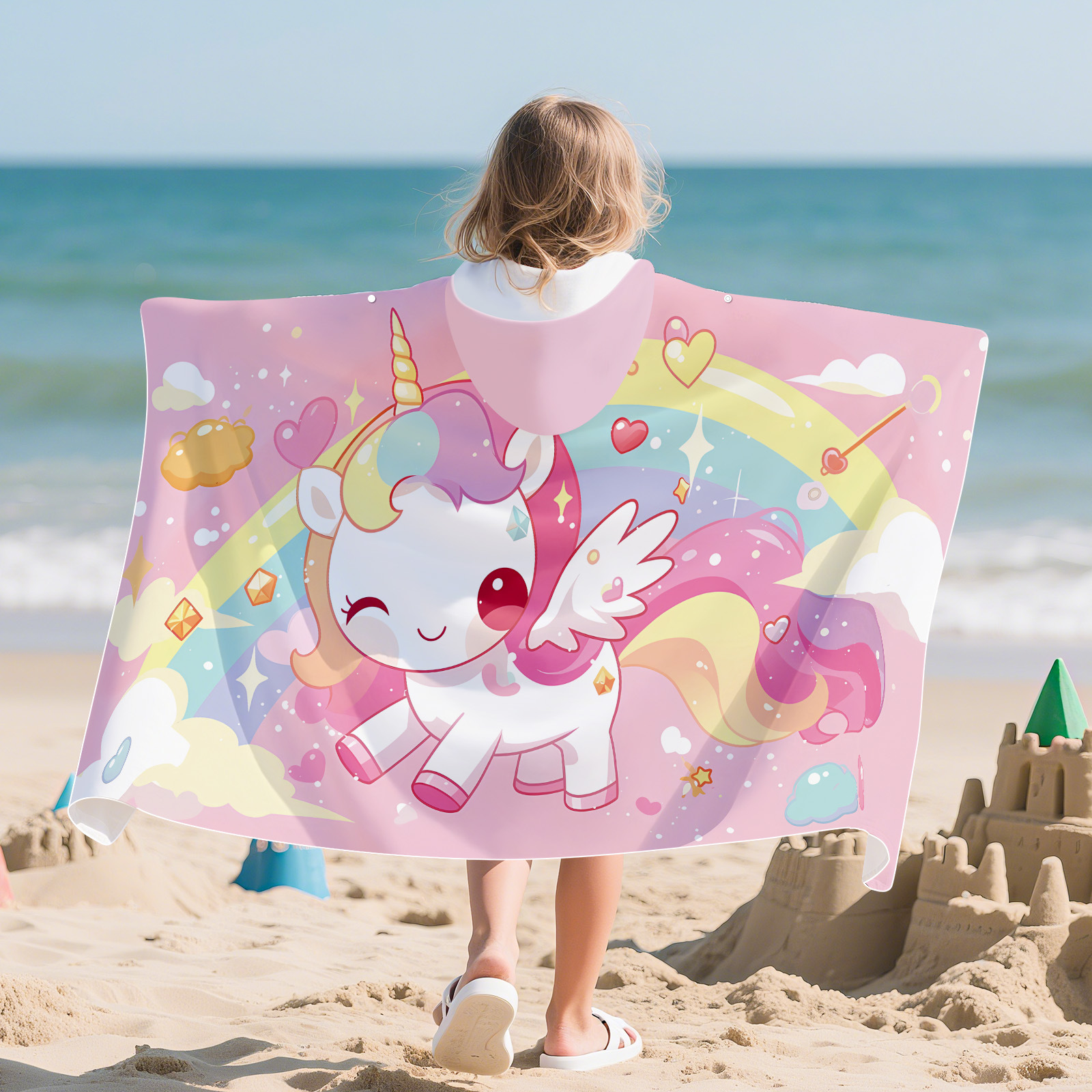 Sweetheart unicorn-quick-dry hooded snaps