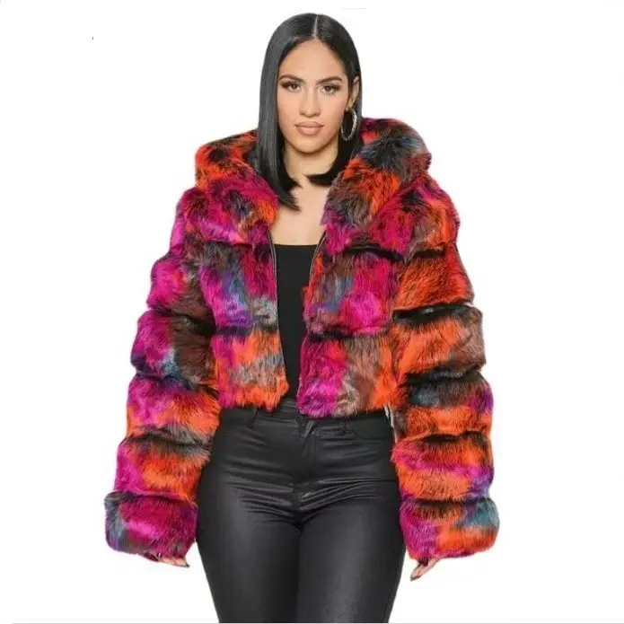 नए डिजाइन आधुनिक फैशन प्लस आकार के प्रवाह गर्म ट्रेंडी नकली सर्दियों महिलाओं सर्दियों की कोट महिला फर जैकेट